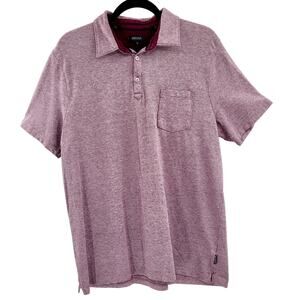 Buffalo David Bitton Maroon Red Polo Shirt with Pocket Short-Sleeved Men's Sz L